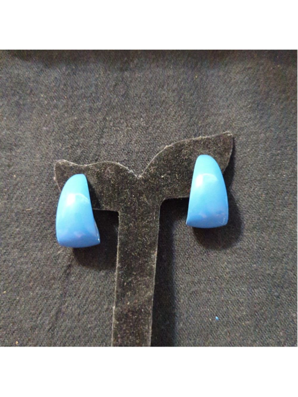 Vintage 80's Blue Enamel Hoop Statement Earrings